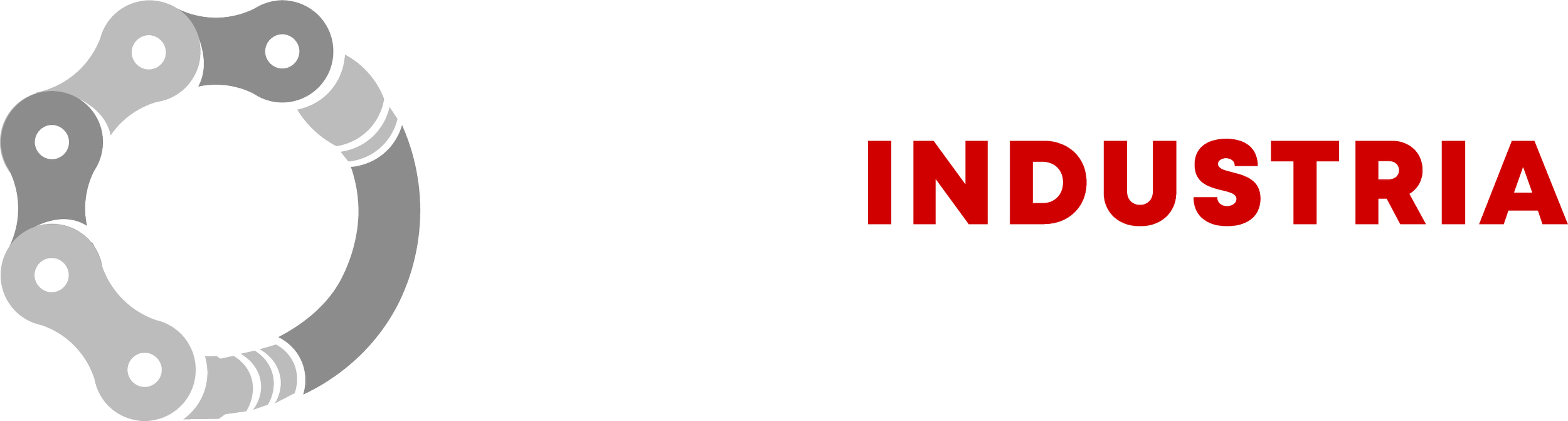 Logotipo de 'Ferreindustria Hermanos' con un círculo de engranajes gris a la izquierda y texto en blanco y rojo a la derecha.