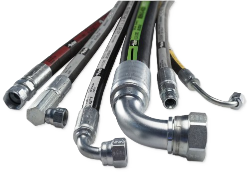 varios cables y tubos metálicos de diferentes tamaños y curvas