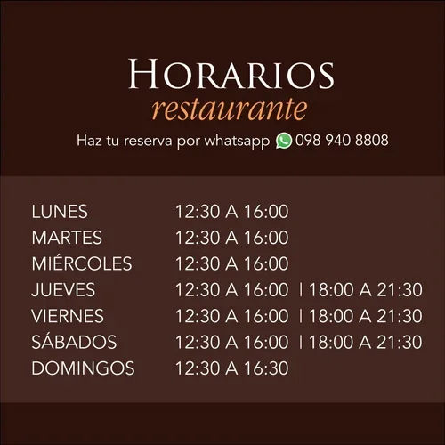 Horarios de atención del restaurante de comida libanesa Baalbek en Quito.