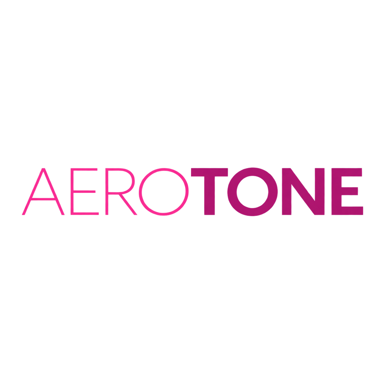 A neon sign spelling 'AEROTONE' in pink and purple letters.