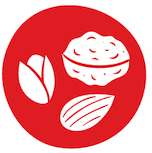 Allergen icon featuring nuts and a red background.