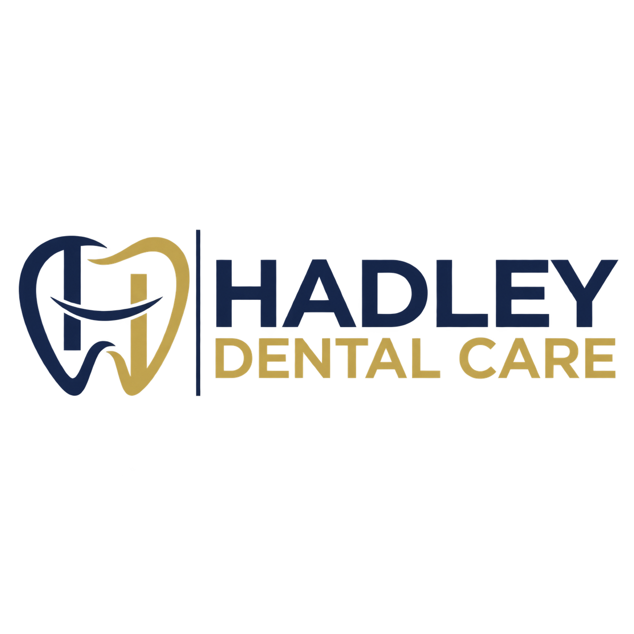 Neon sign for Hadley Dental Care with a tooth logo and a smiling face.