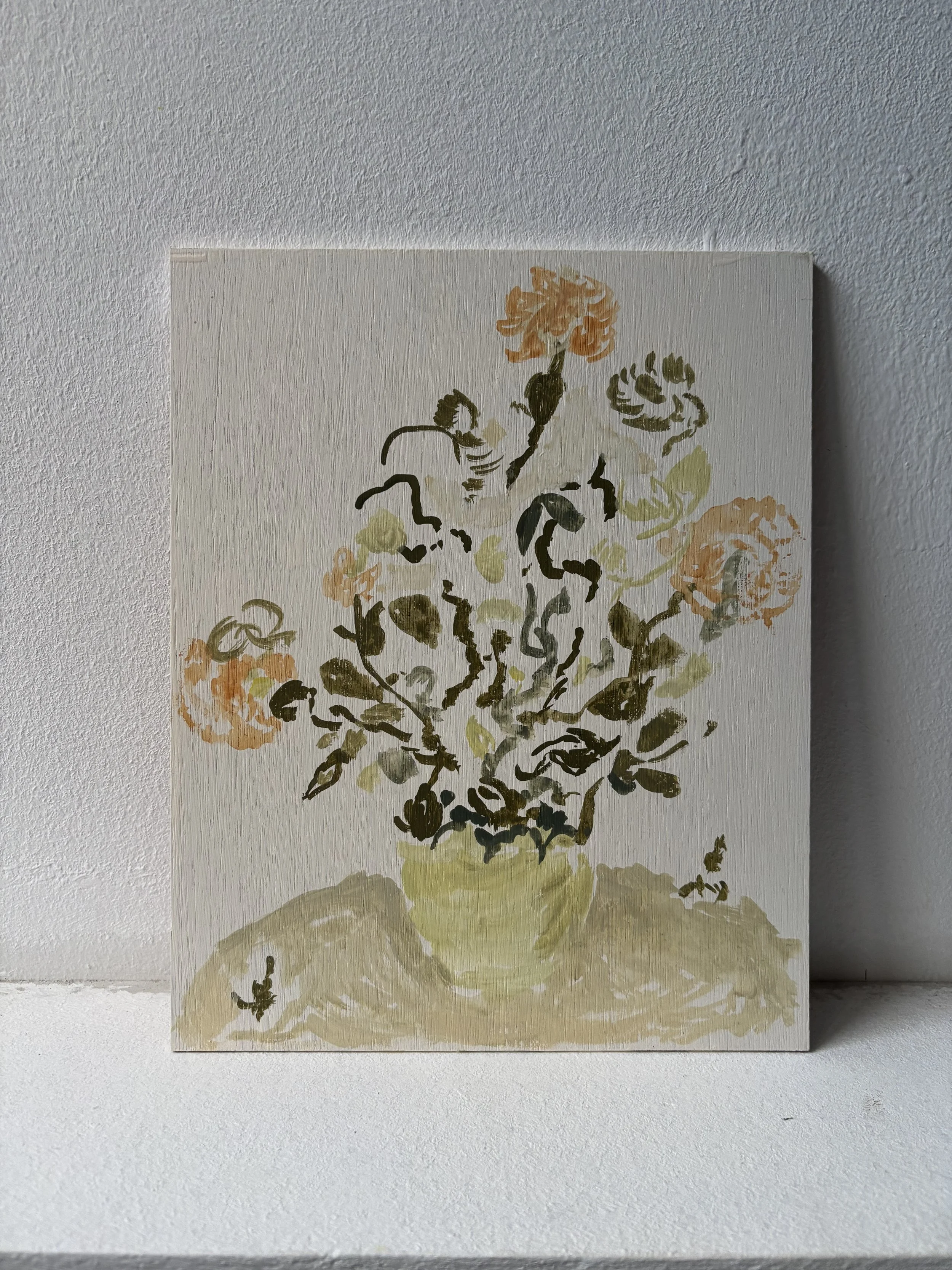 I Don’t Know Who You Were,
Gouache on gesso panel, 20 x 25 cm
2025