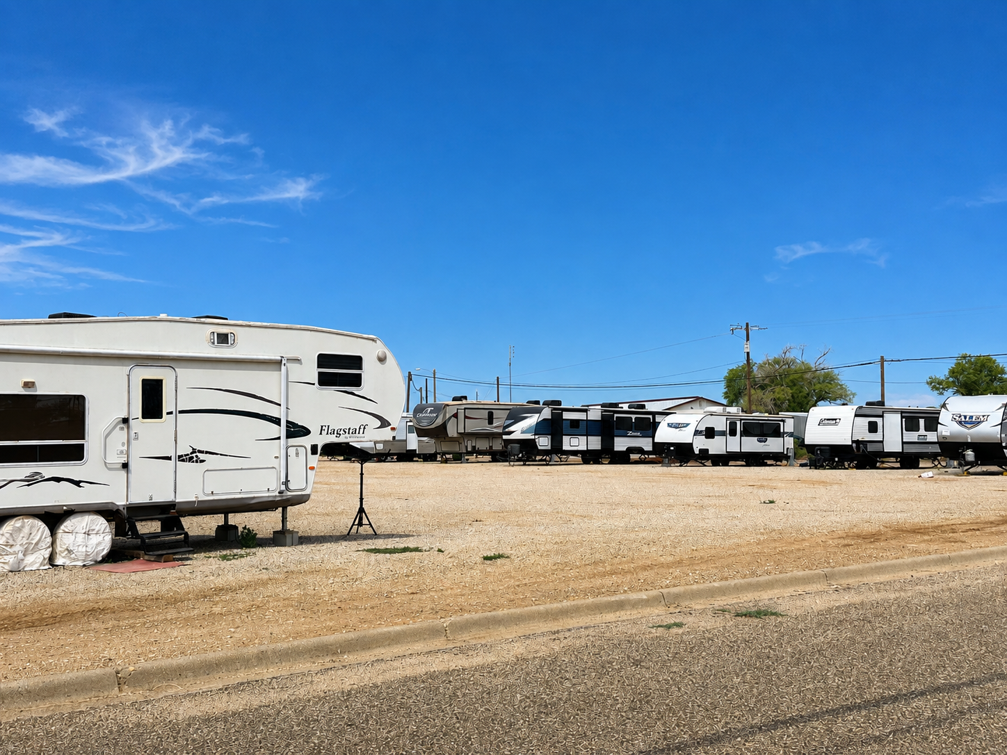 Rows of RVs in RV Park