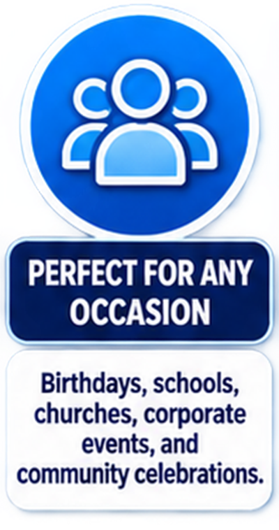 RMC Rentals party experiences for birthdays, schools, churches, corporate events and community celebrations.