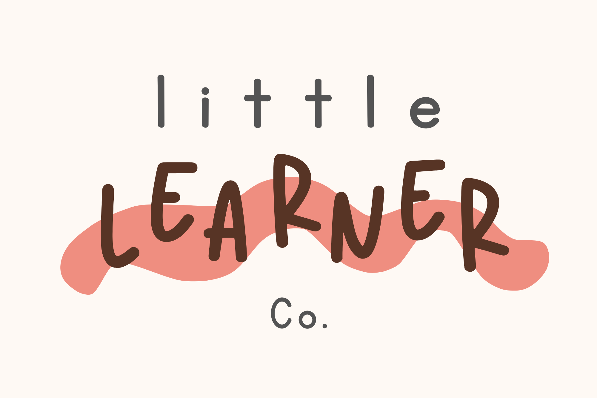 Text on a beige background that reads "little LEADER Co." with a pink abstract shape underneath.
