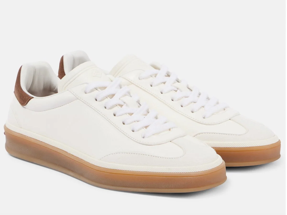 The Row Clement sneakers in white leather with a gum rubber sole.