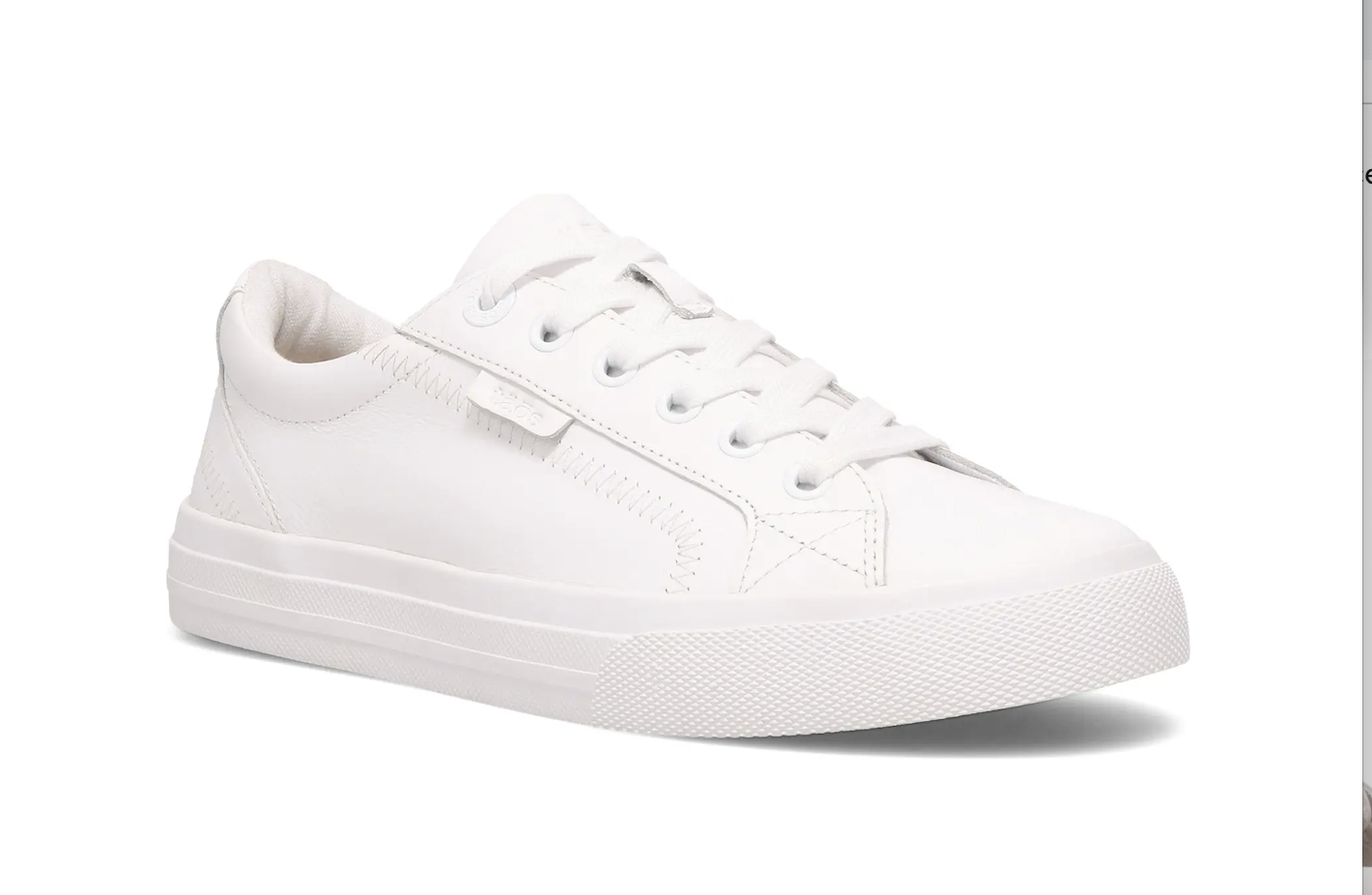 Taos Plim Soul Luxe sneaker in clean white leather with white laces