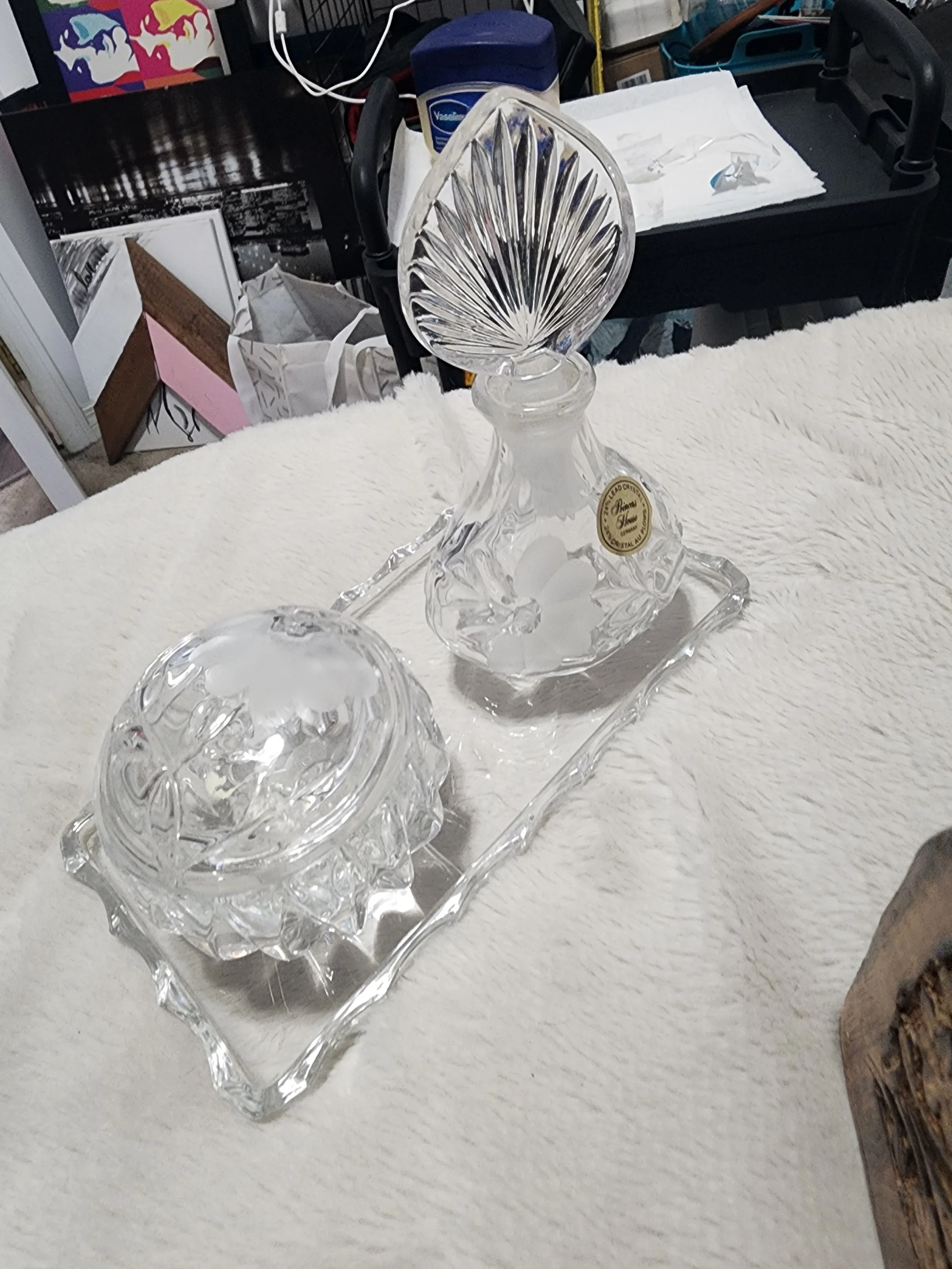 vintage Princess House Lead Crystal Vanity Set
