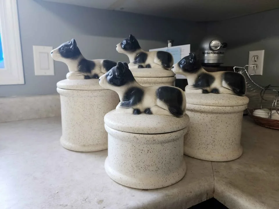 Vintage Ceramic Cow Canister Set of 4