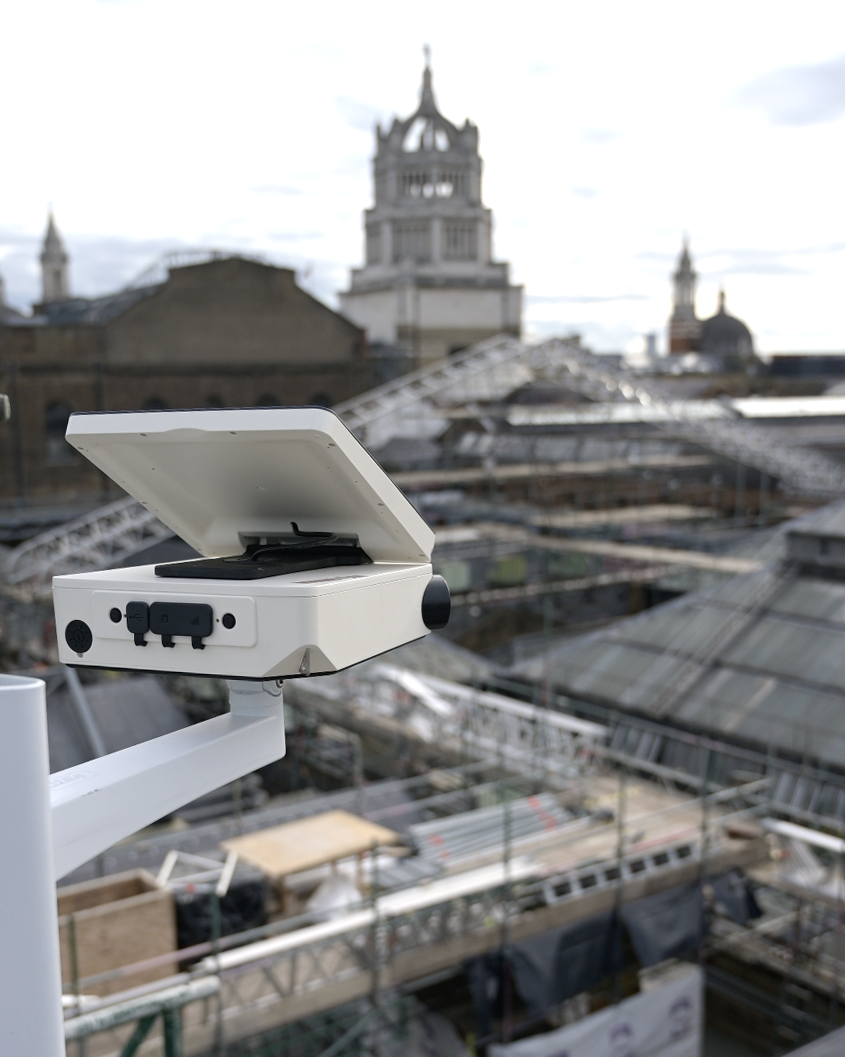 solar-powered, waterproof timelapse camera overlooking a construction site