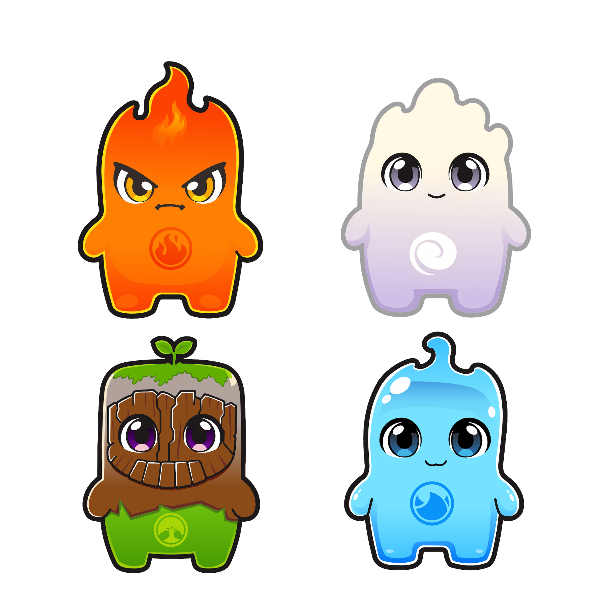 The Core Four: Earth, Air, Fire, & Water Sprite Pin Bundle