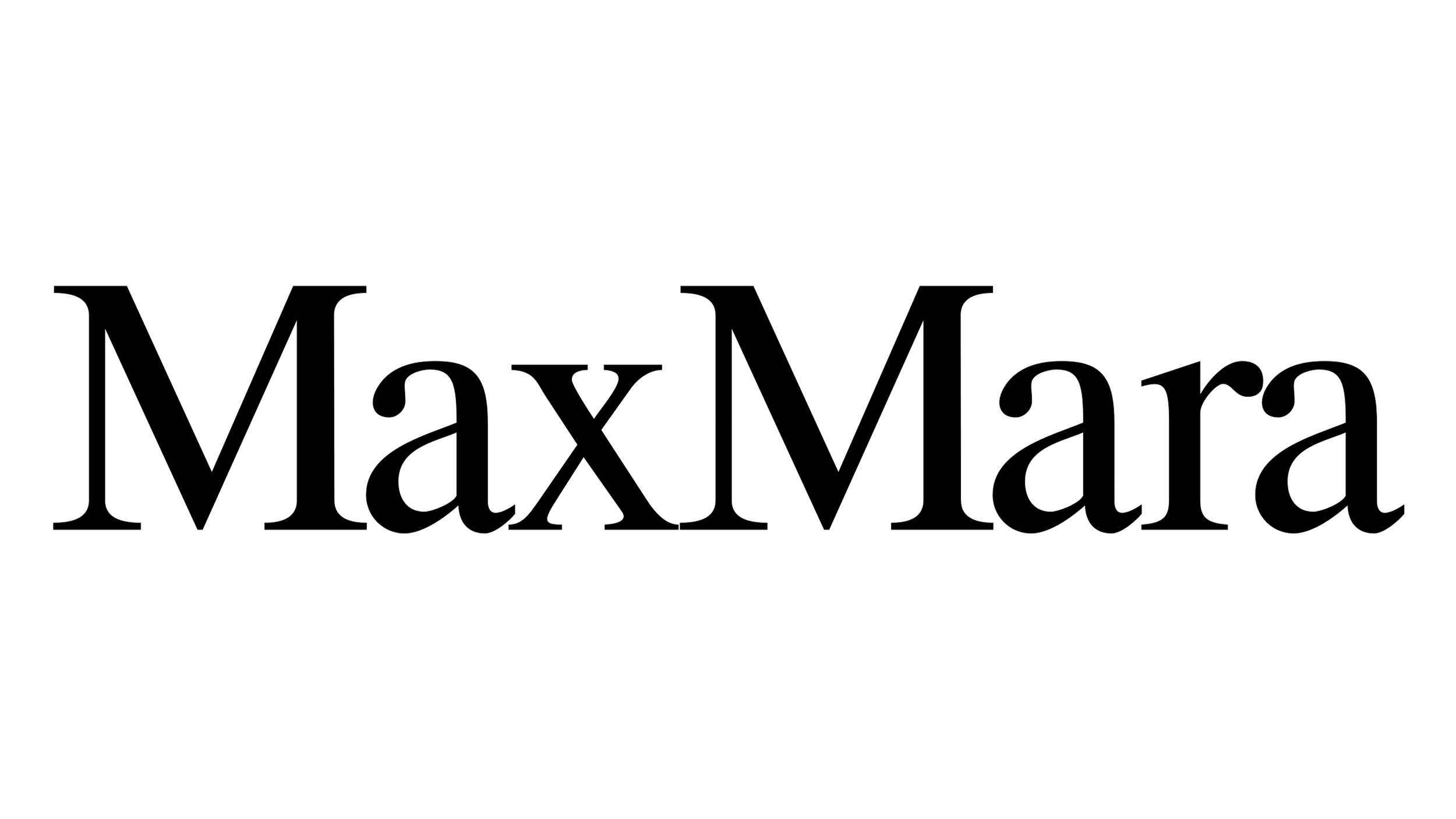Black text that says 'MaxMara' in a serif font.