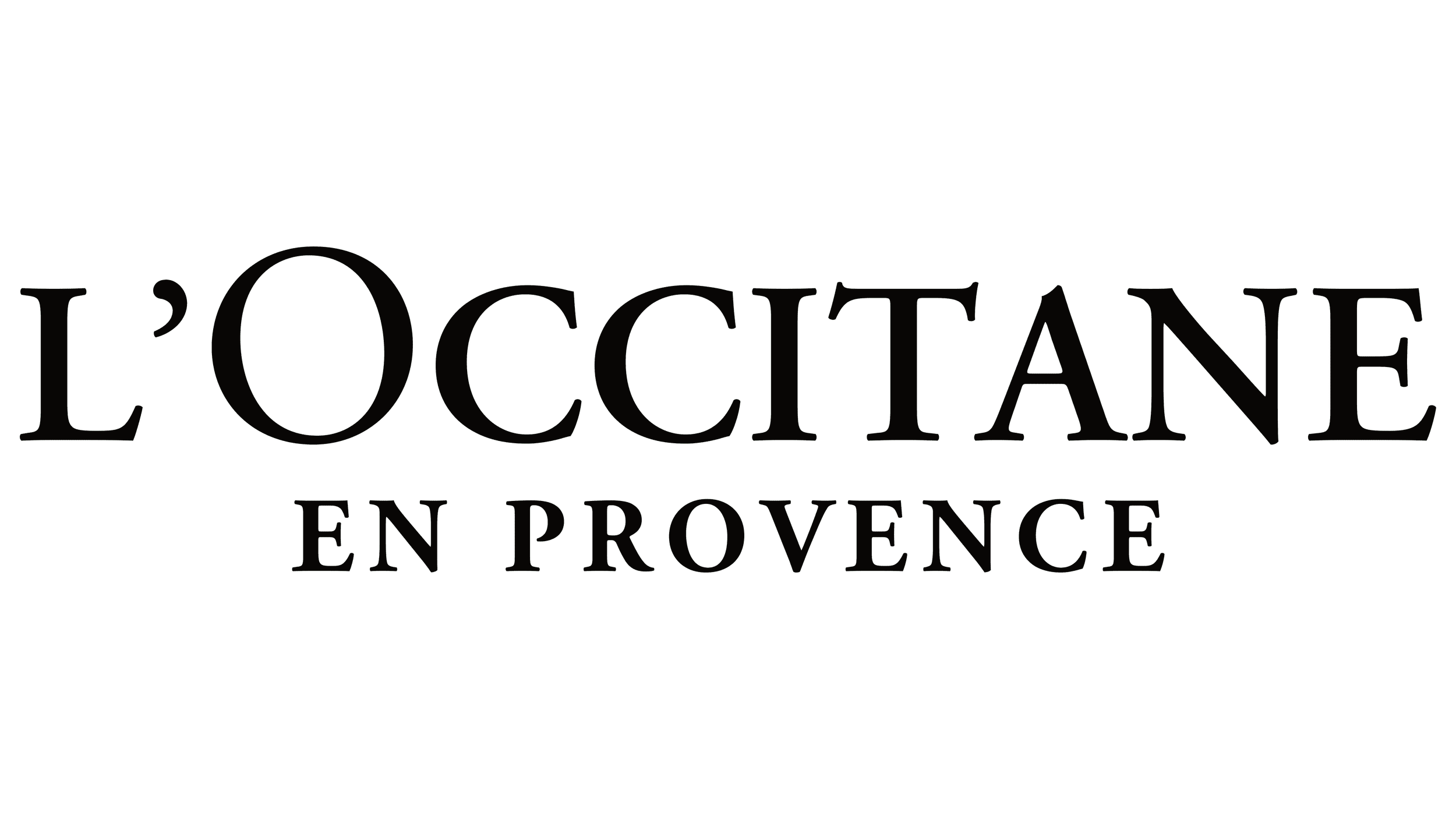 Text reading 'L'OCCITANE EN PROVENCE' with a decorative background.