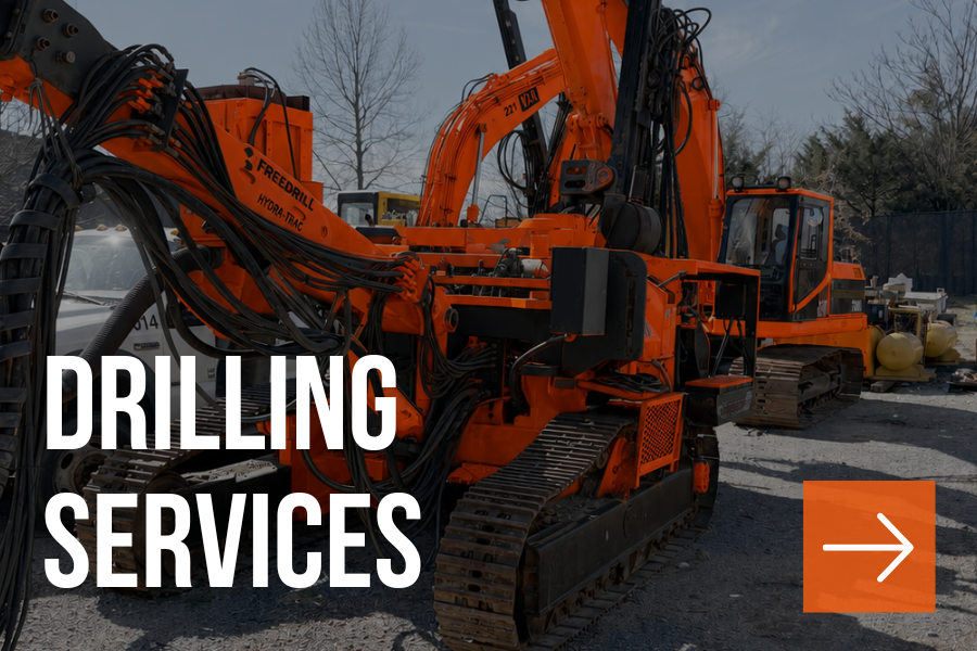 Deep Rock drilling performing production drilling for quarry, mining and aggregate operations.