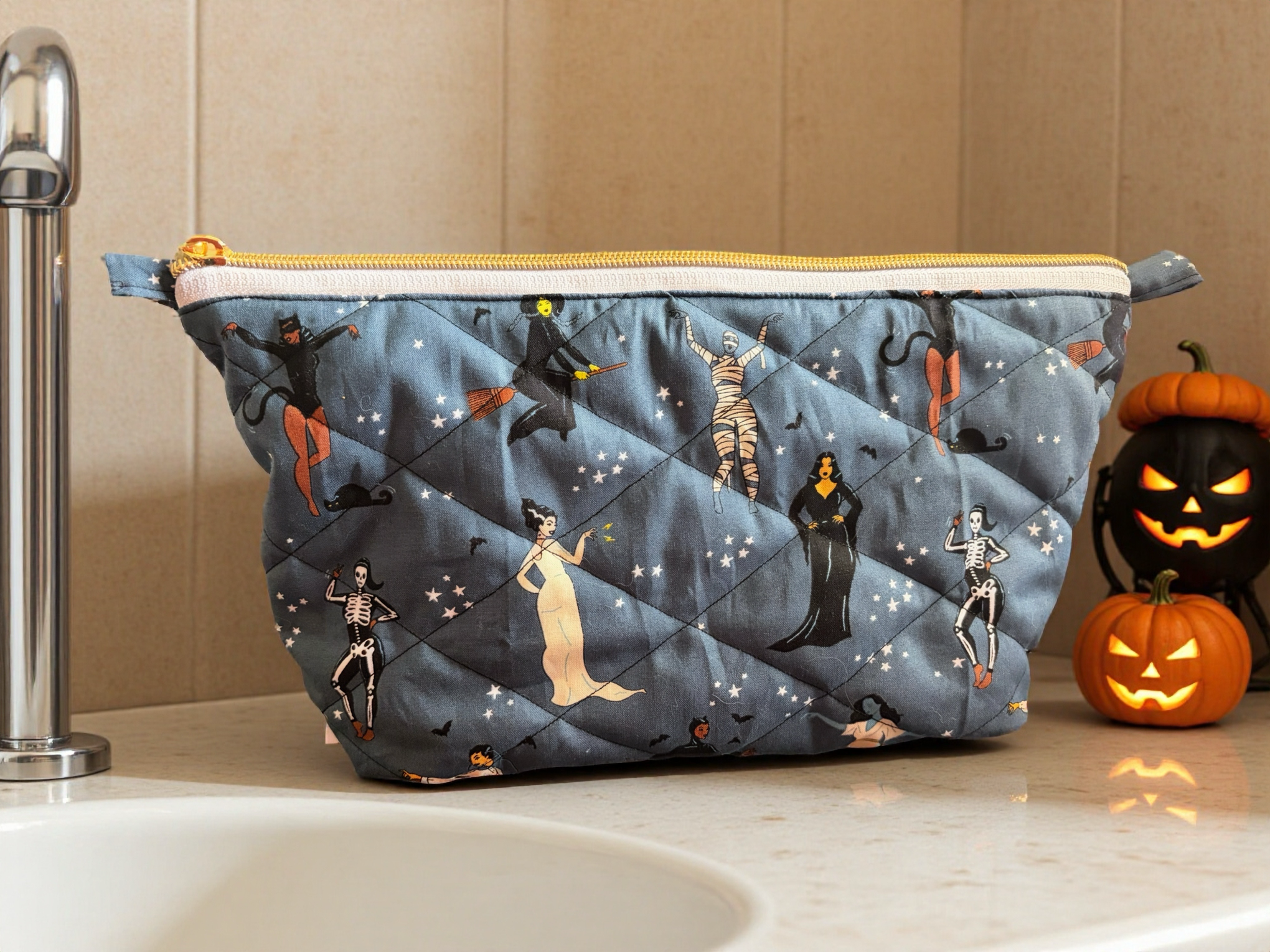Quilted Halloween Toiletries Bag