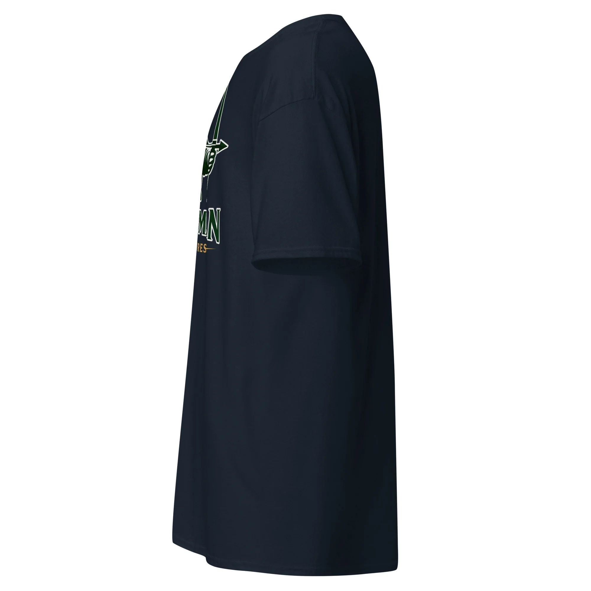 Huntsman Miniatures logo T-shirt in navy, left side view