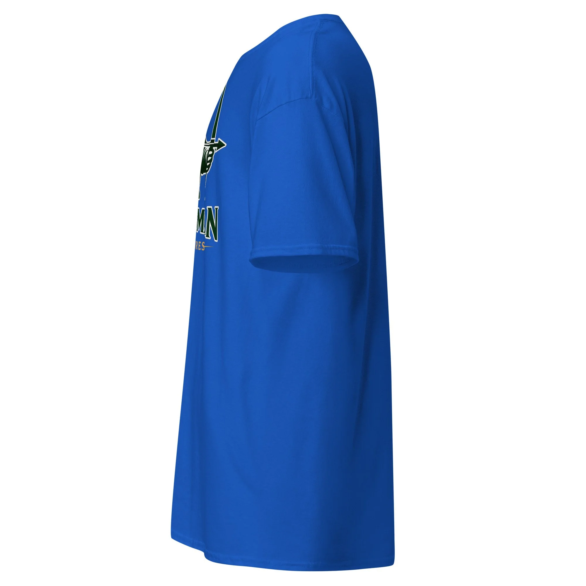 Huntsman Miniatures logo T-shirt in royal, left side view