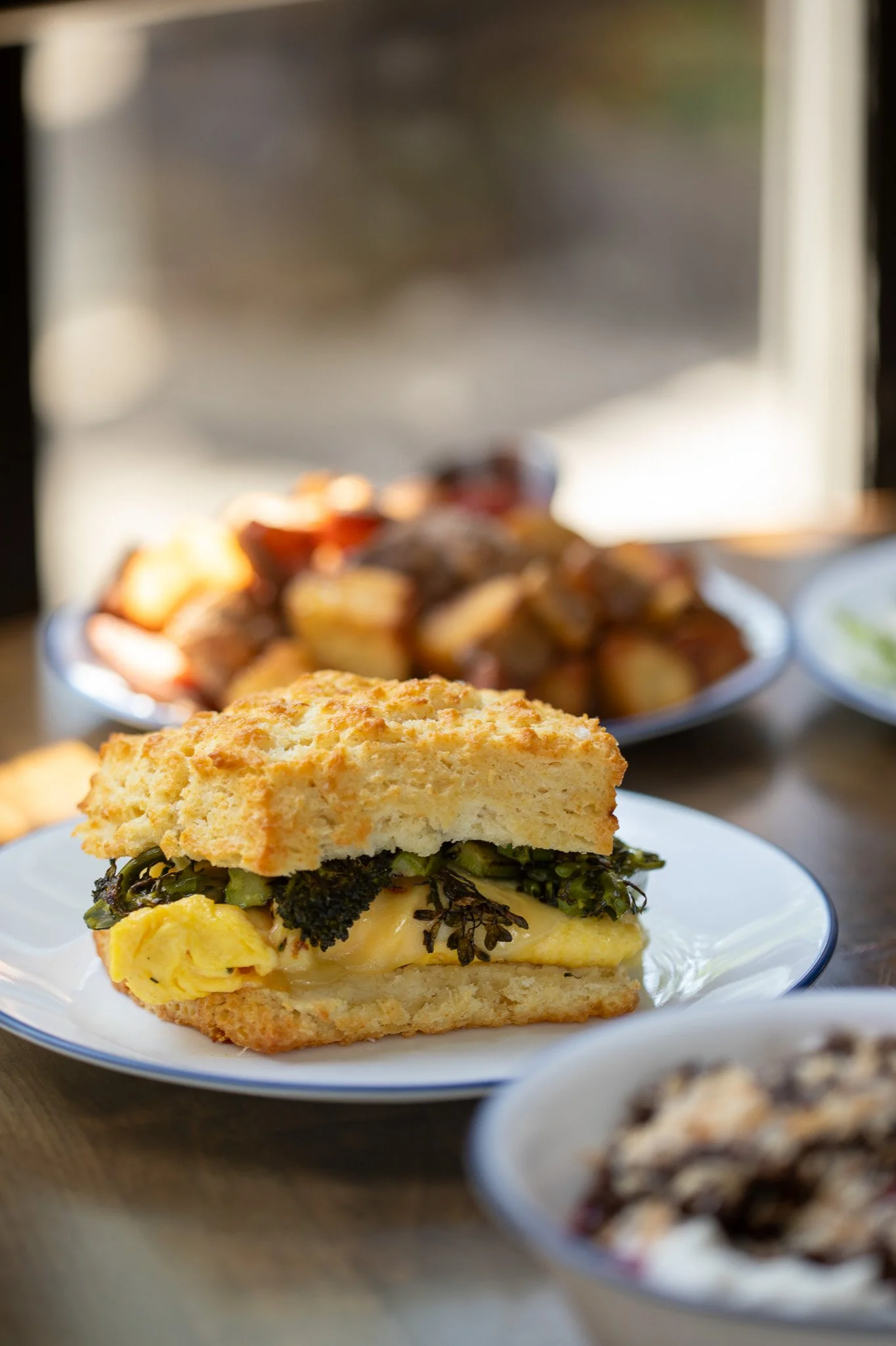 Broccolini, Egg and Cheese Biscuit