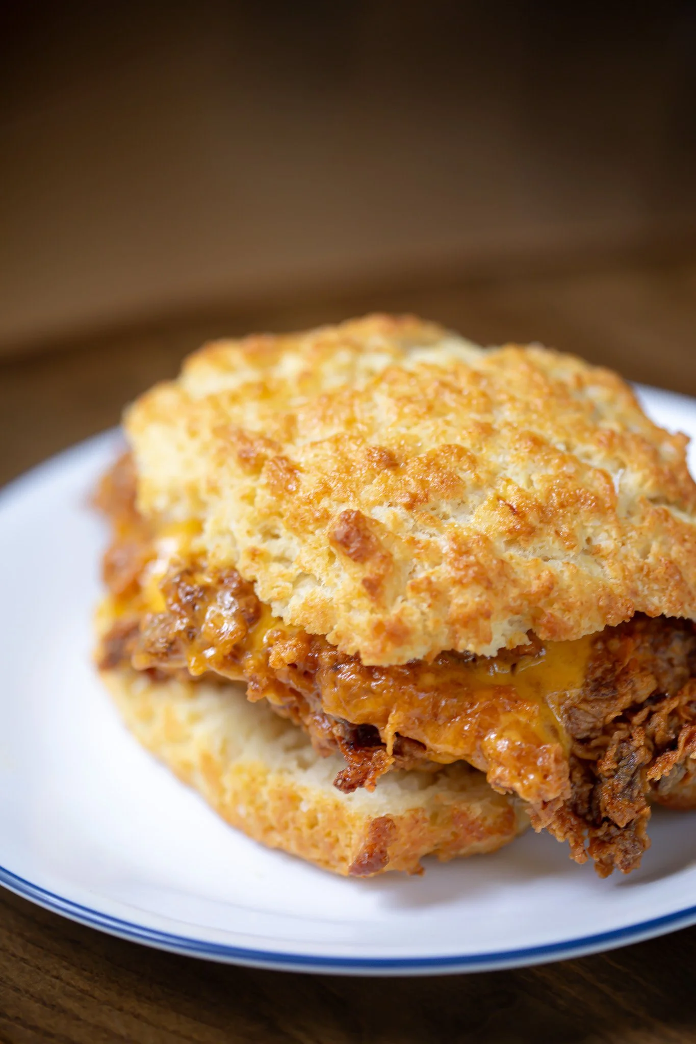 Fried Chicken and Cheddar Biscuit