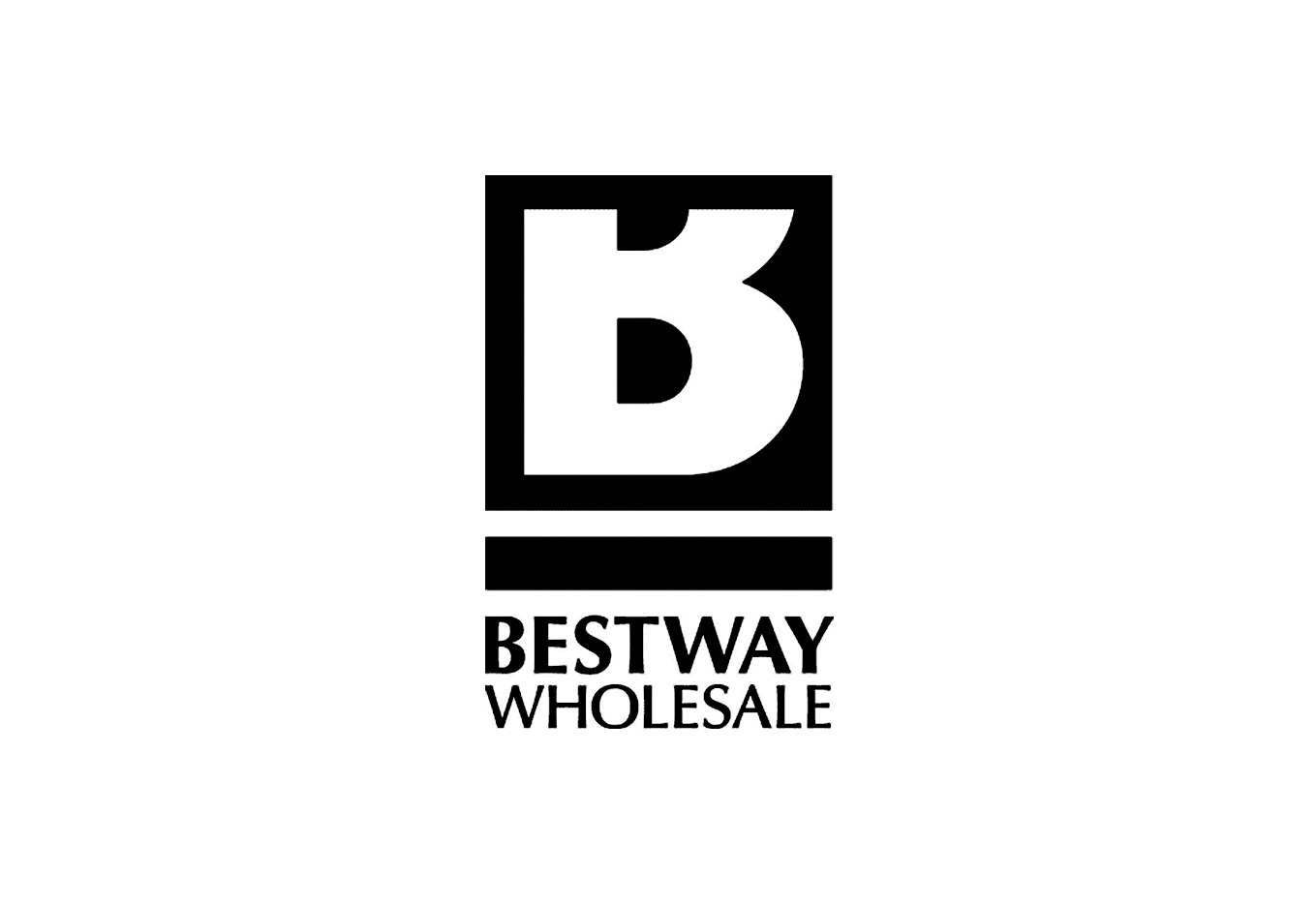 Black and white logo for Bestway Wholesale featuring a large 'B' and the company name beneath.