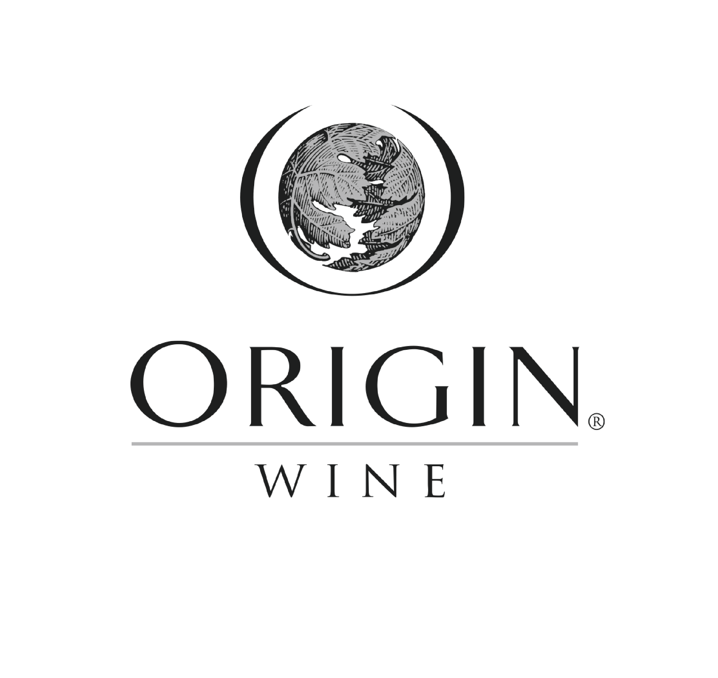 Black background with a centered silver logo of a globe and the words 'Oregon Wine' below it.