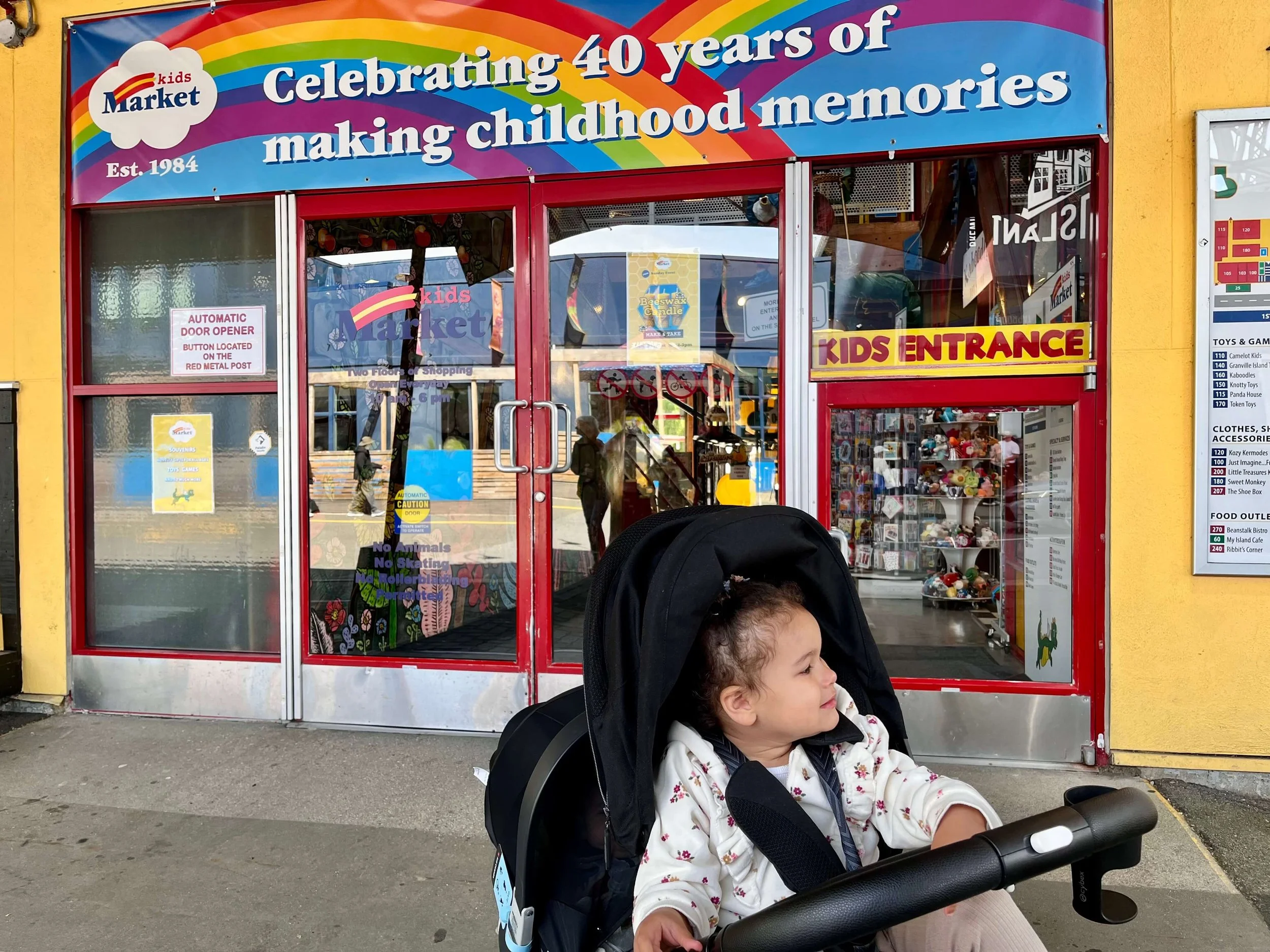 Where We Spent a Wake Window: The Granville Island Kids Market. 