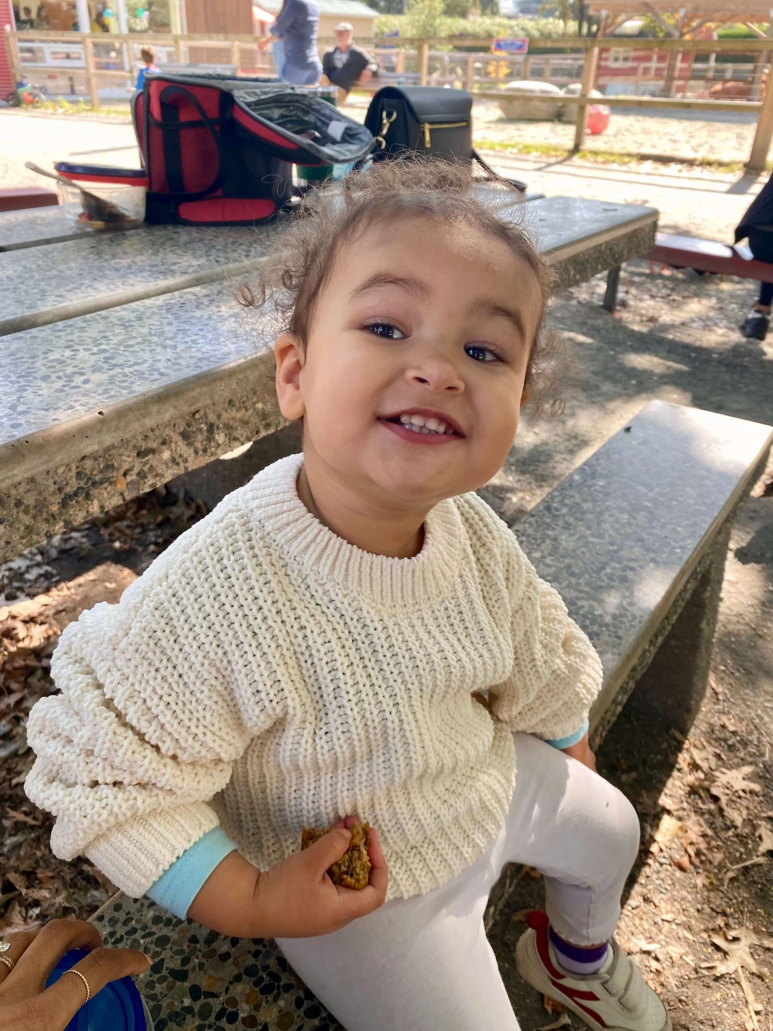 little girl having a picnic at maplewood farm