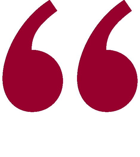 Large maroon quotation marks on a black background.