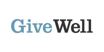 GiveWell logo with the words 'Give' in blue and 'Well' in black.