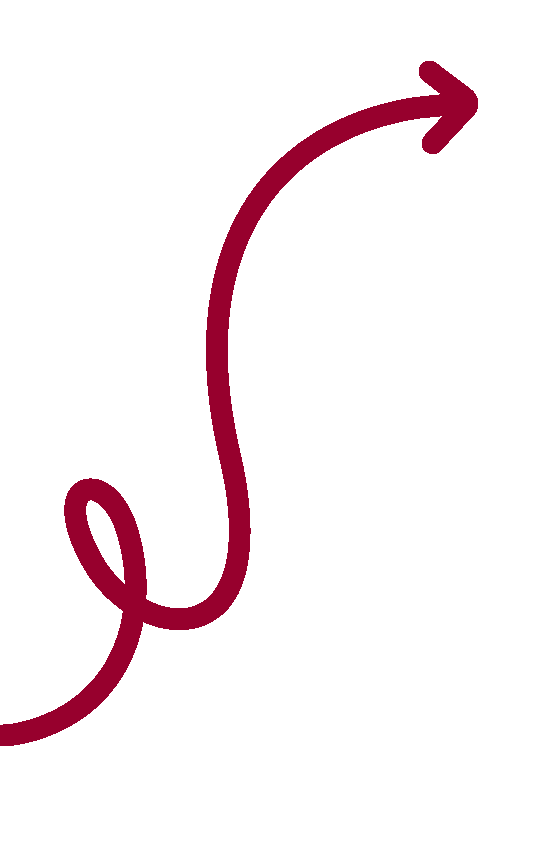 A black illustration of a curved arrow with a loop at the bottom, pointing upward and to the right.