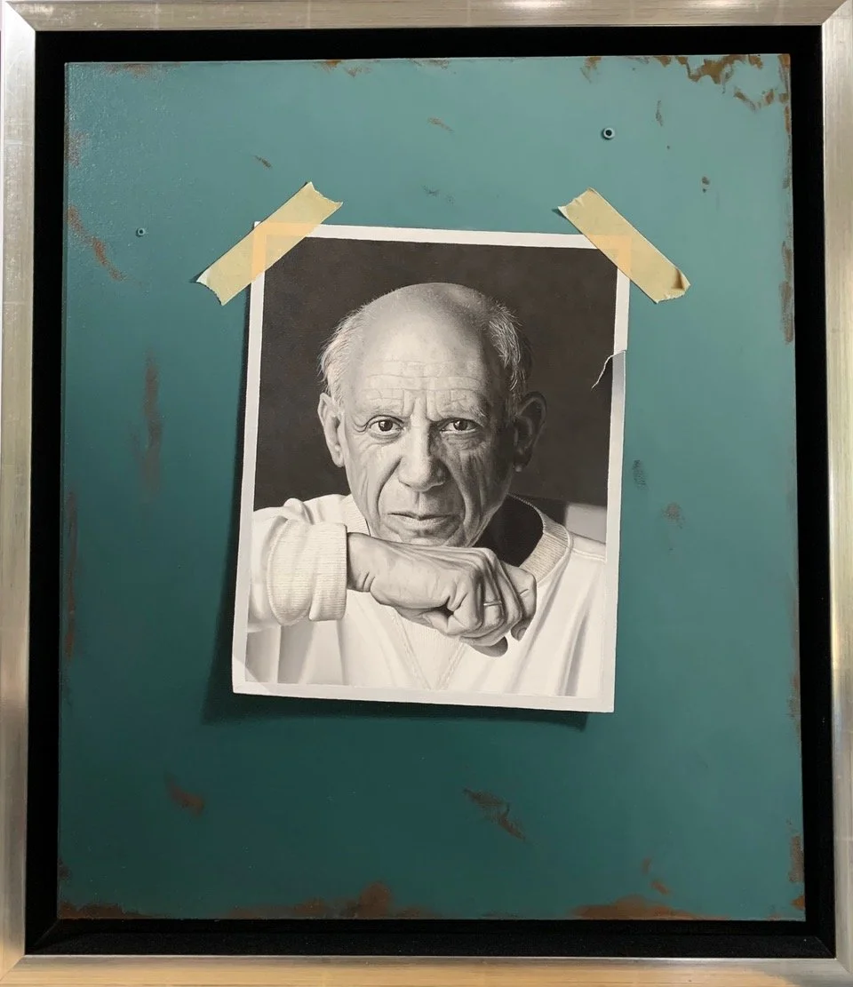 PICASSO IN CLASS, Oil on Board,  22” x 18” framed, Private Estate