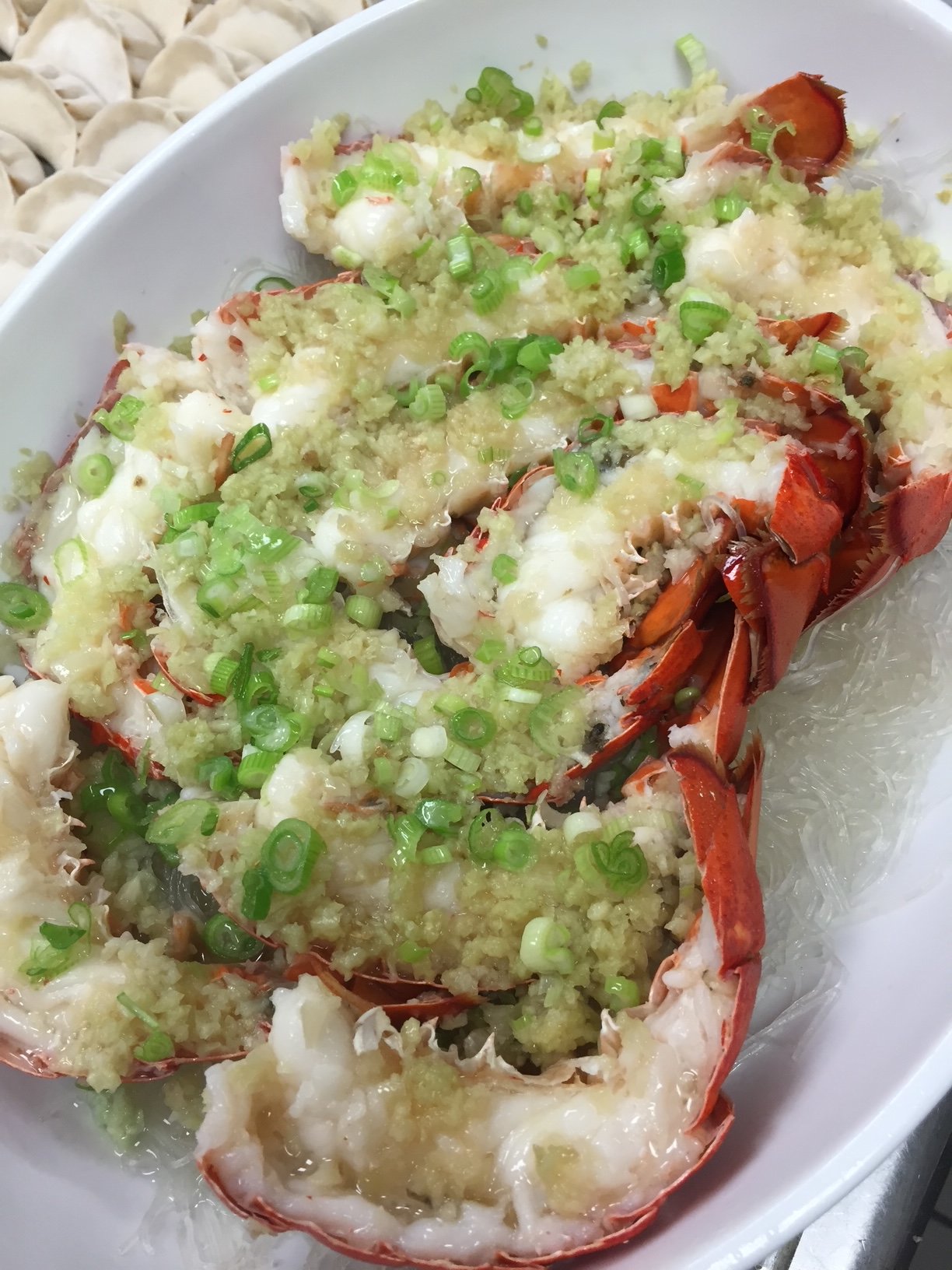 steamed lobster with scallion sauce