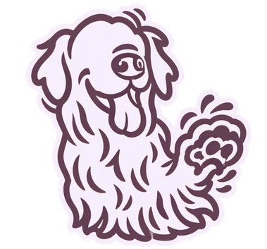 Un dessin d'un chien de race Berger Allemand avec un biscuit à la patte.