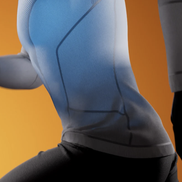 Illustration showing merino wool helping regulate body temperature during activity