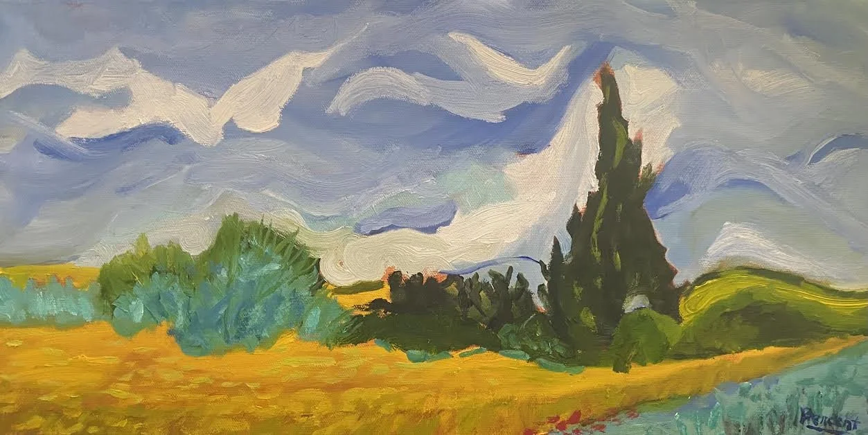 field with tree like vangogh