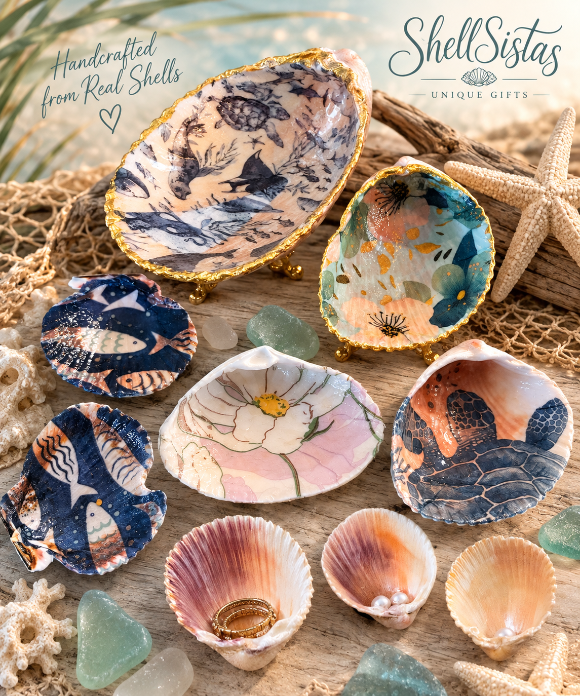 Handcrafted Shell Trinket Trays