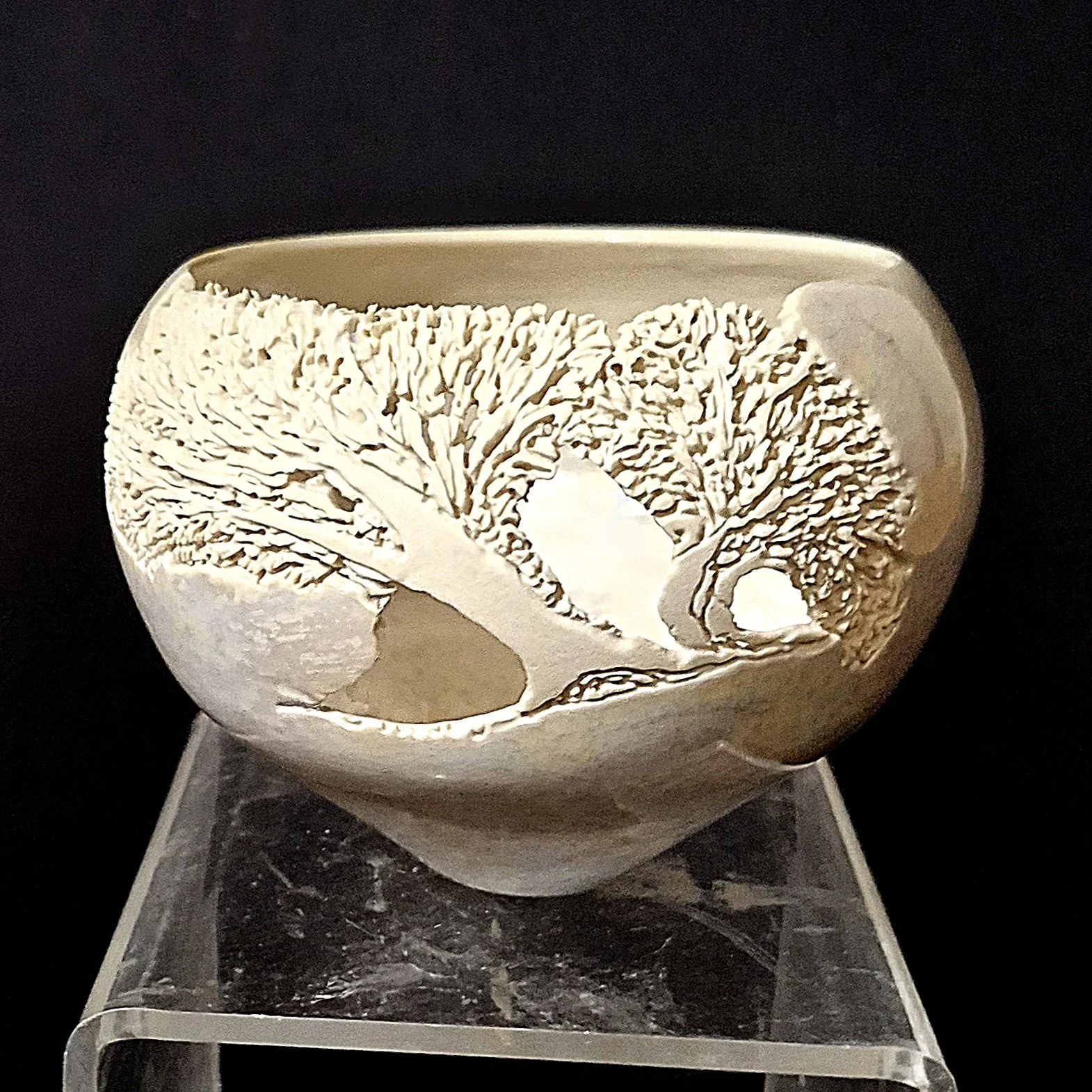 Carved Porcelain Candleholder 2 Monterrey Cypress Trees