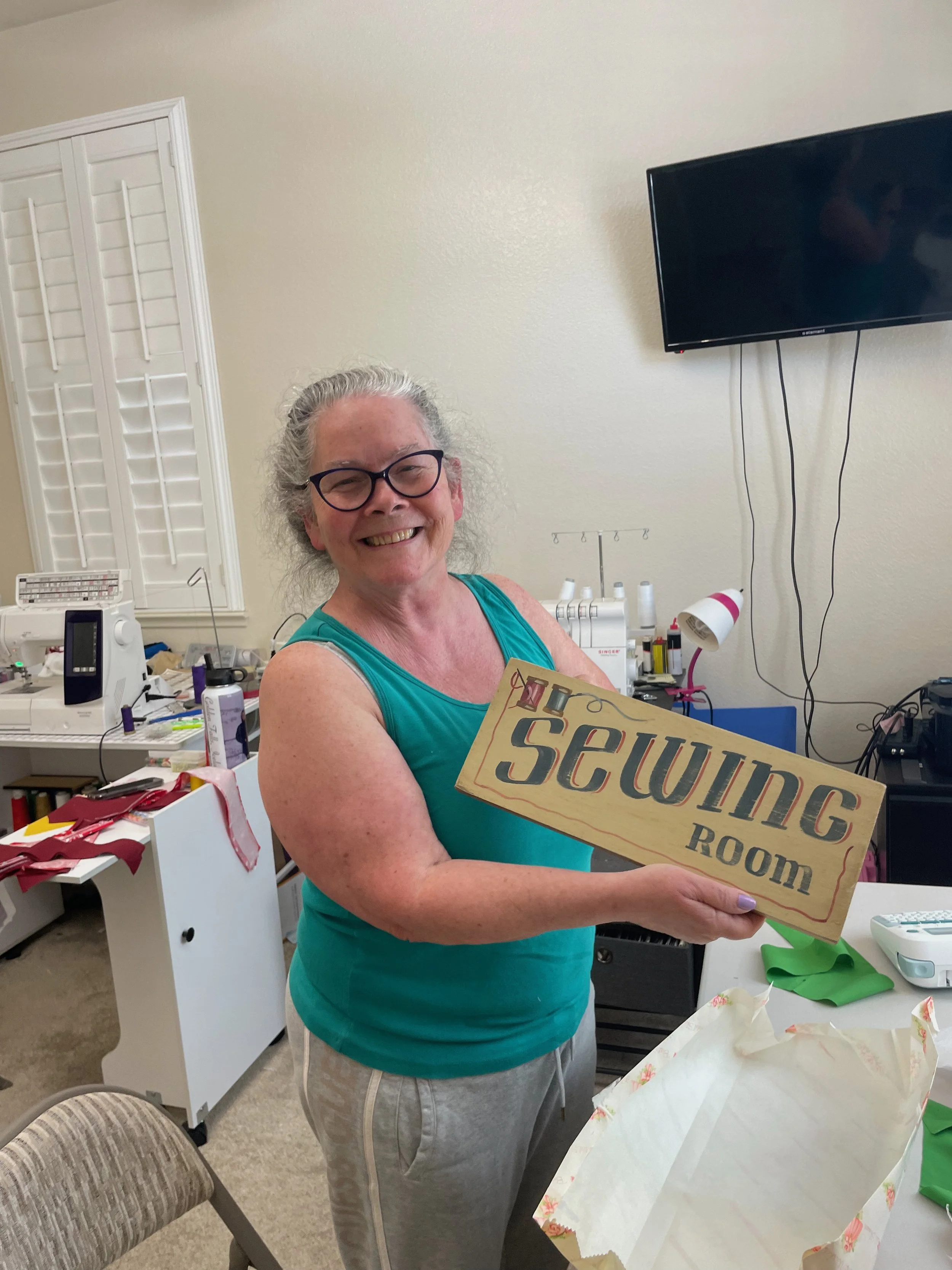Nana Banana in her sewing room