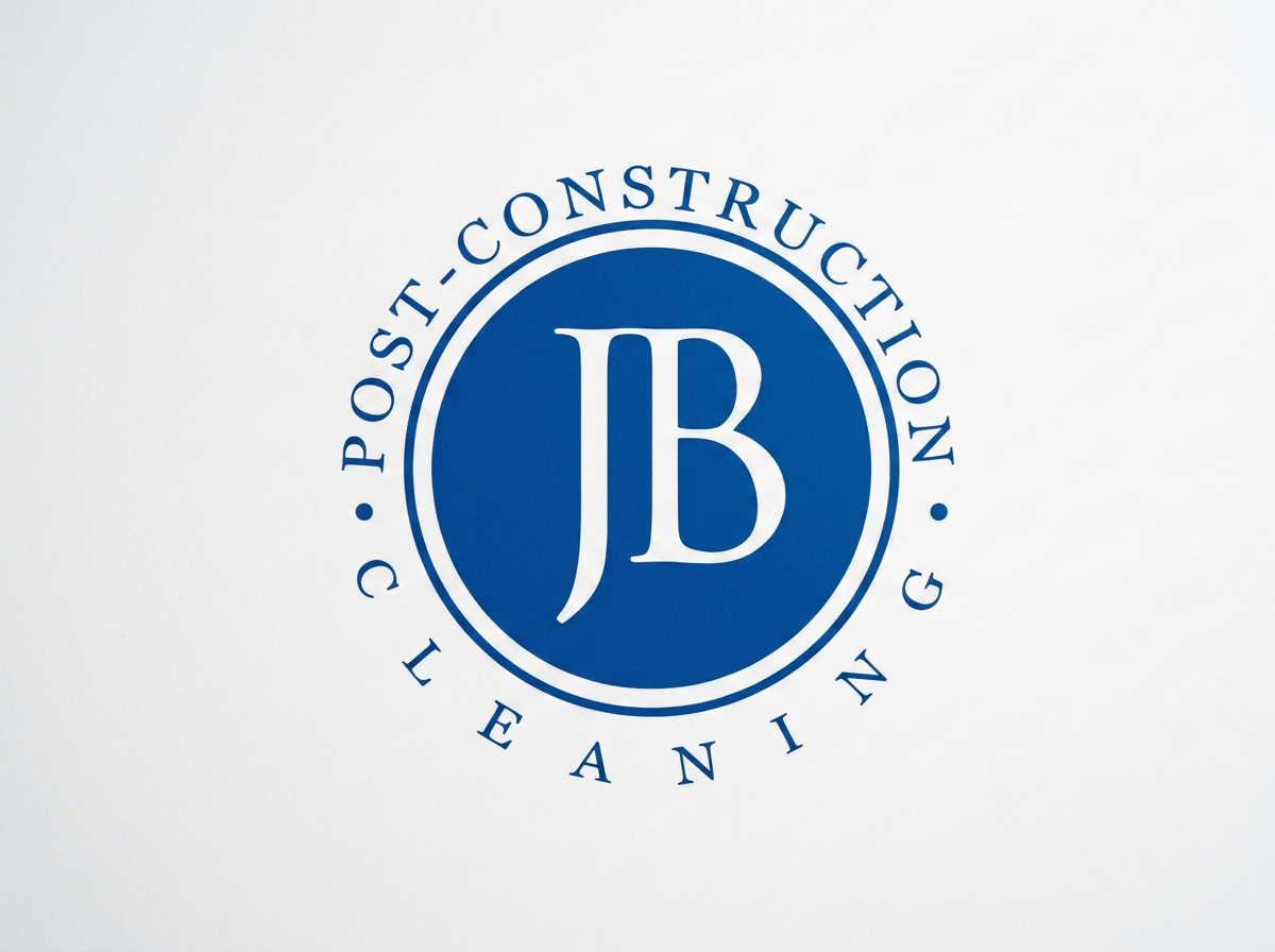 A logo with a large blue circle containing the initials 'JB' in white, surrounded by the words 'Post-Construction Cleaning' in a circular arrangement on a white background.