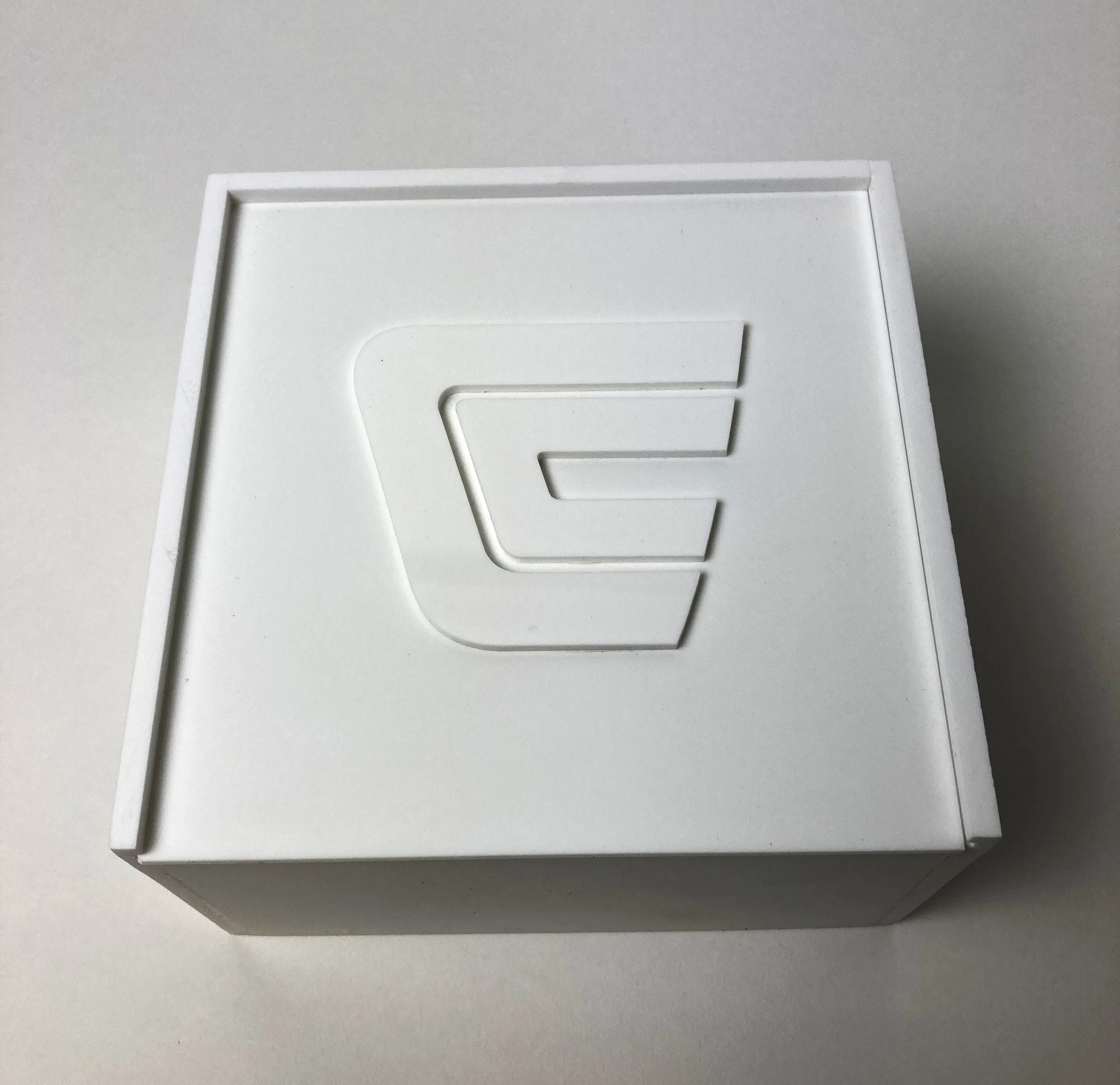 White acrylic seeding kit box for Centrex Construction, custom fabrication by MC Laser Labs.
