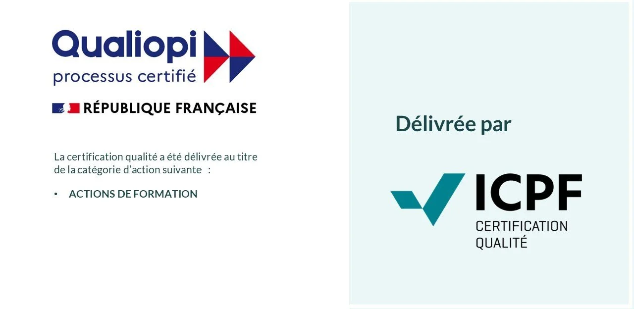 Certificat de qualification qualité délivré par ICPE, avec logo Qualiopi et mention de la République française.