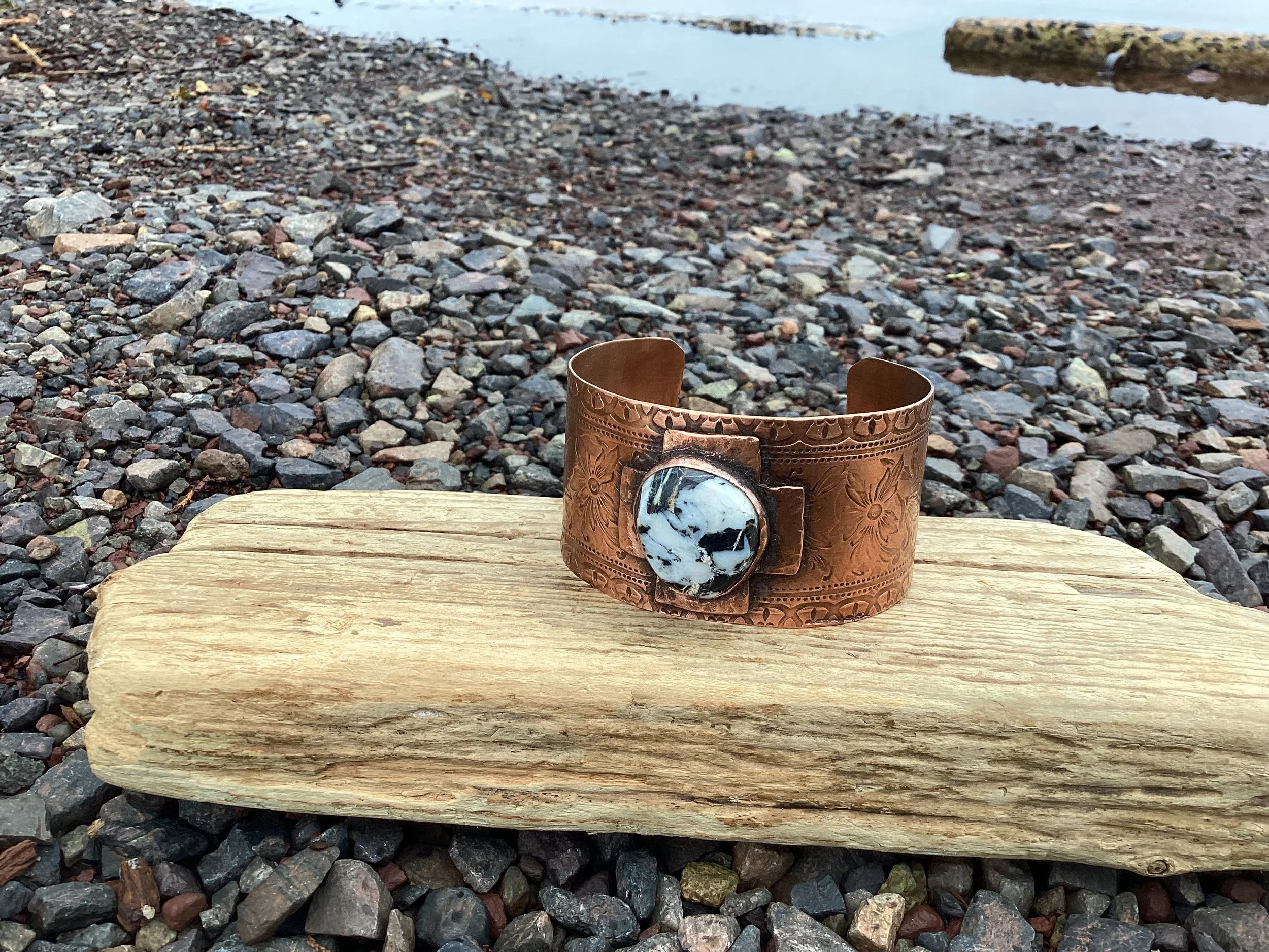 Copper and White Buffalo Cuff Bracelet
