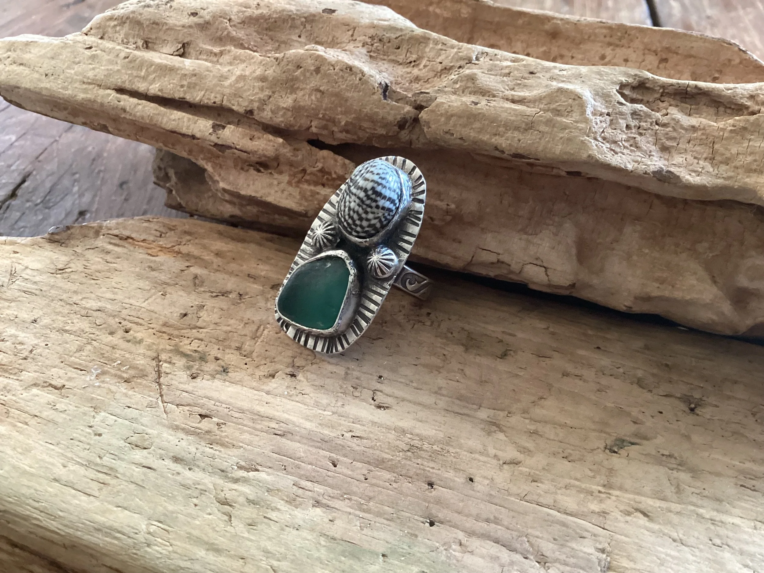 Sterling Silver and Sea Glass Ring