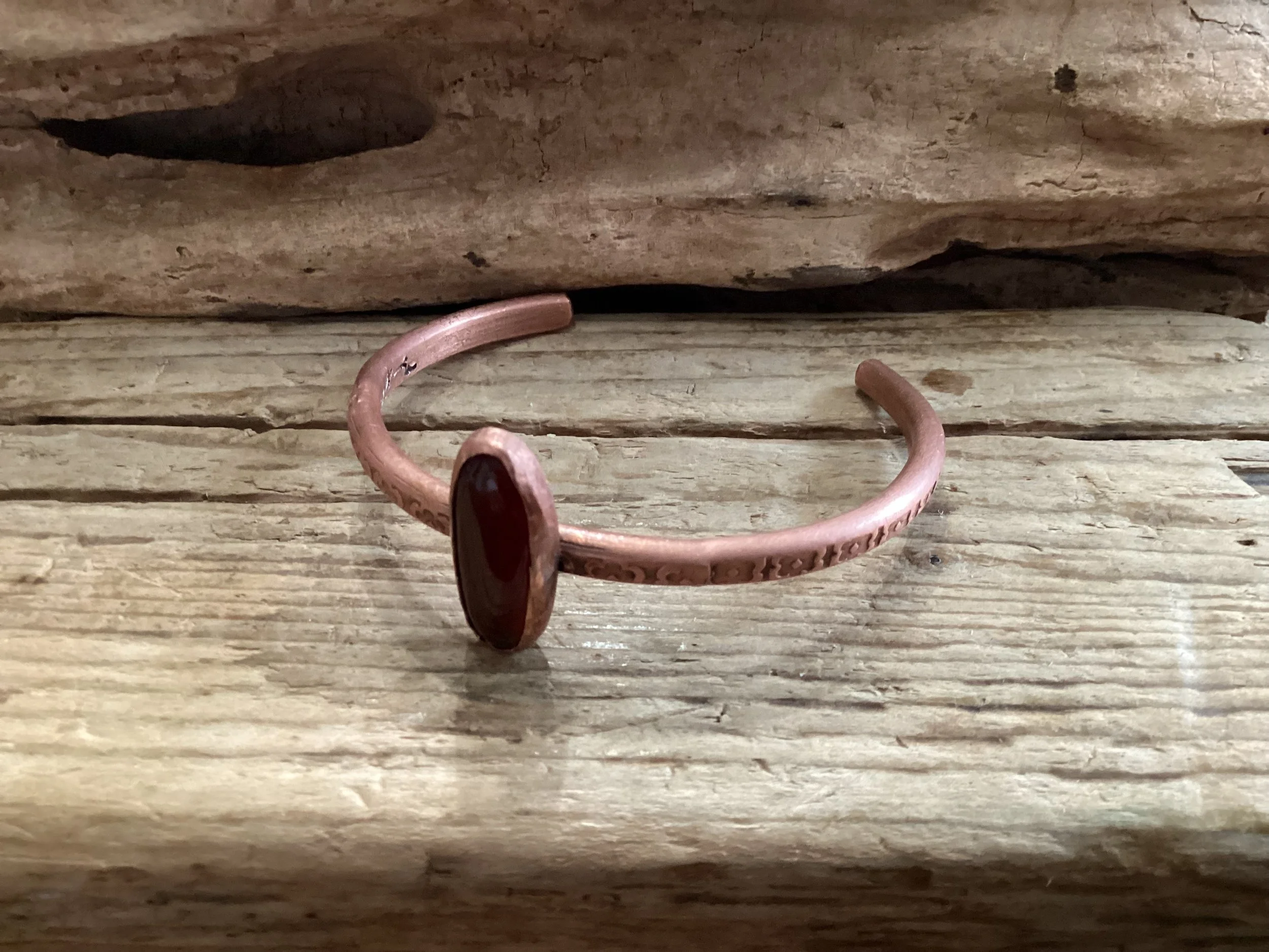 Copper and carnelian Cuff Bracelet