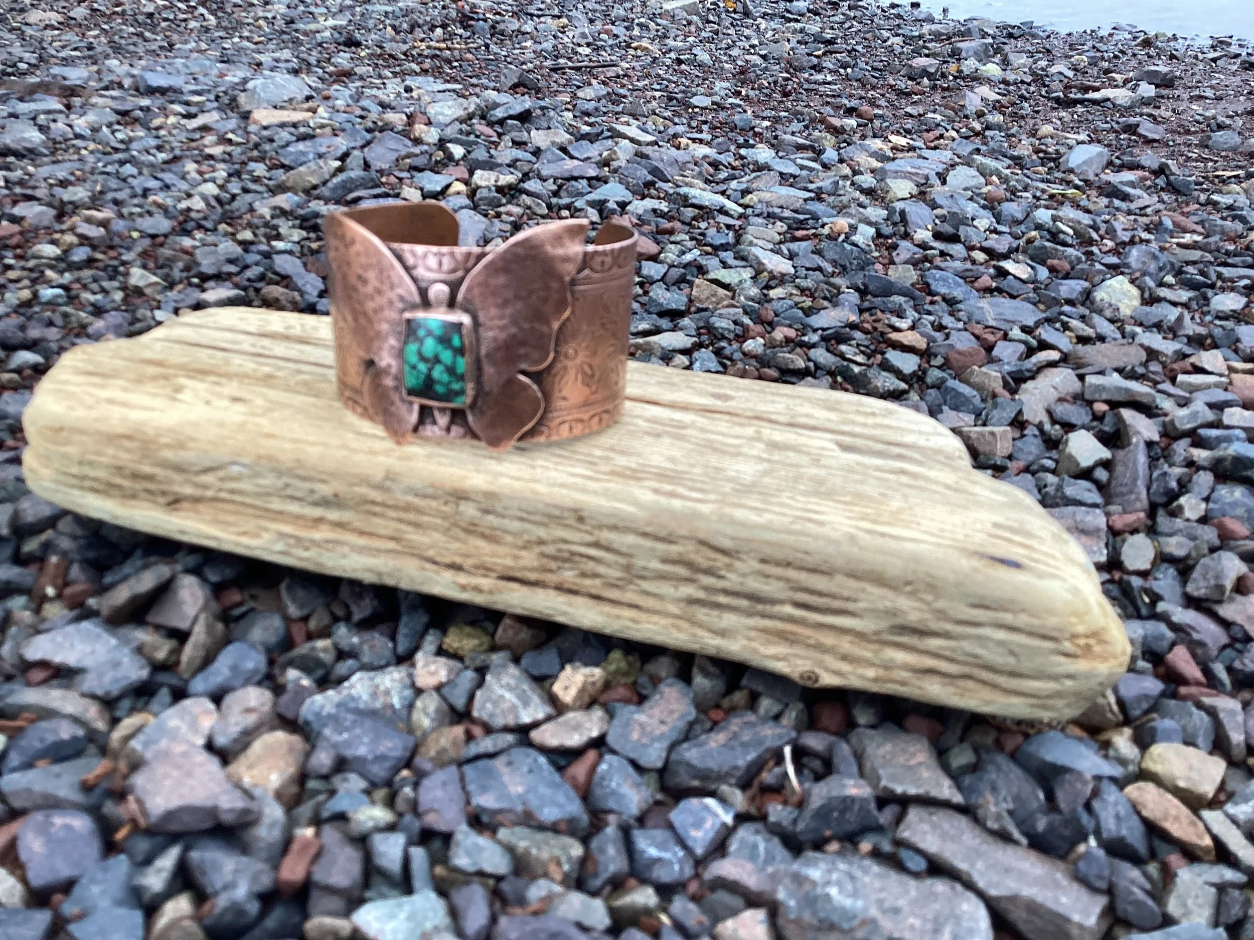 Copper and Turquoise Butterfly Cuff