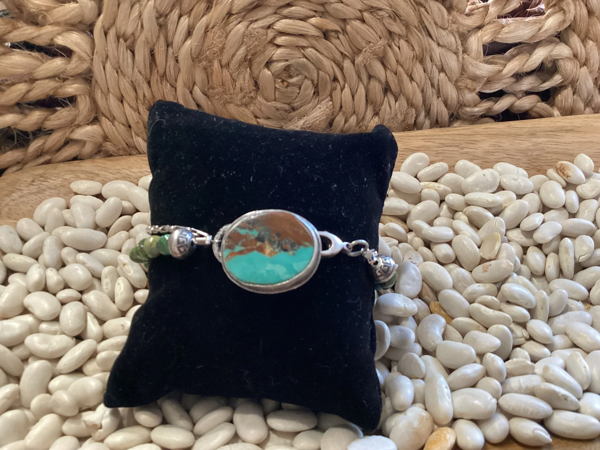 Sterling Silver and Turquoise Beaded Bracelet