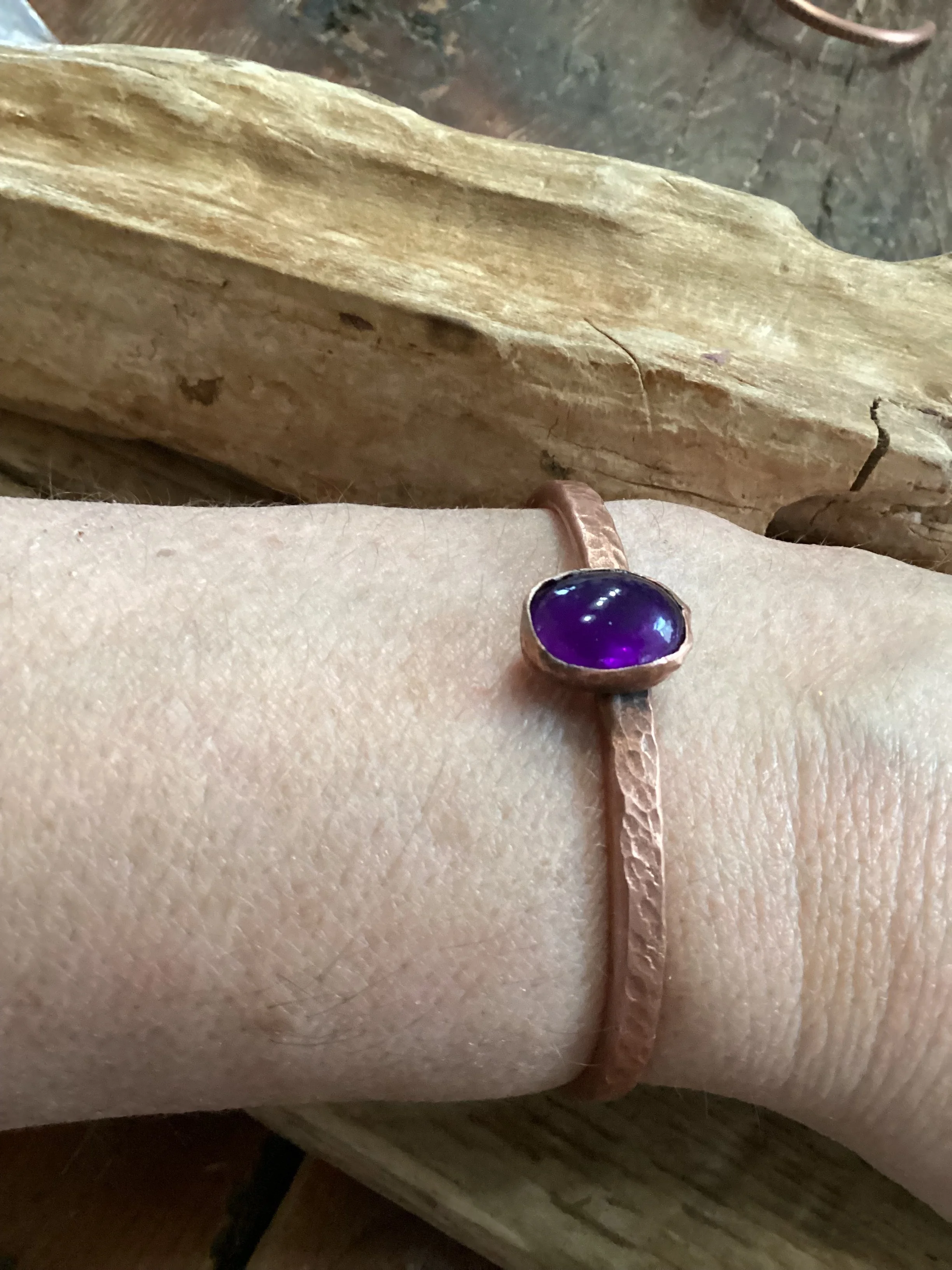 Copper and Amethyst Cuff Bracelet