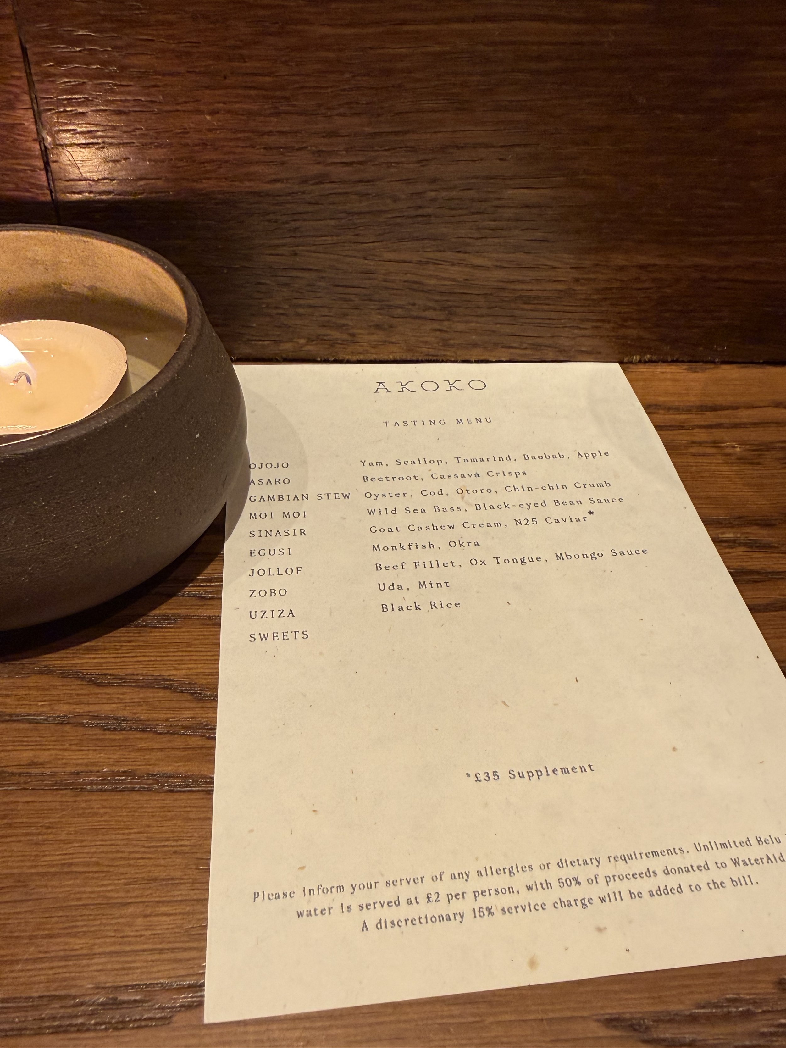 Akoko Tasting Menu
