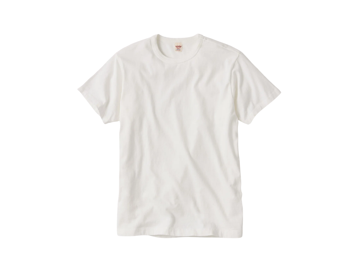 A plain white T-shirt, isolated on a white background.